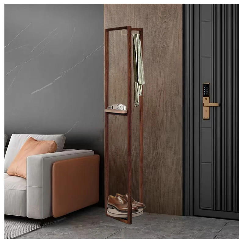 New simple home coat shoe rack for bedrooms, with walnut frame multifunctional double-layer leather suitcase