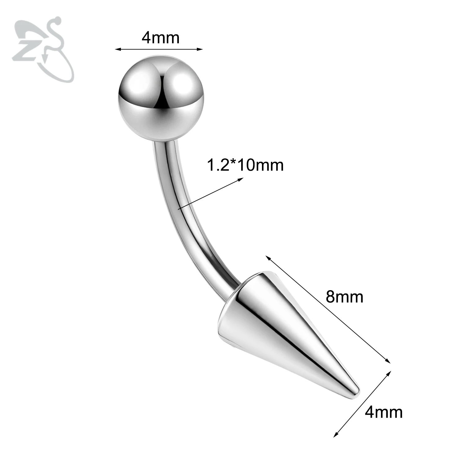 16G Stainless Steel Spike Eyebrow Ring, Unisex