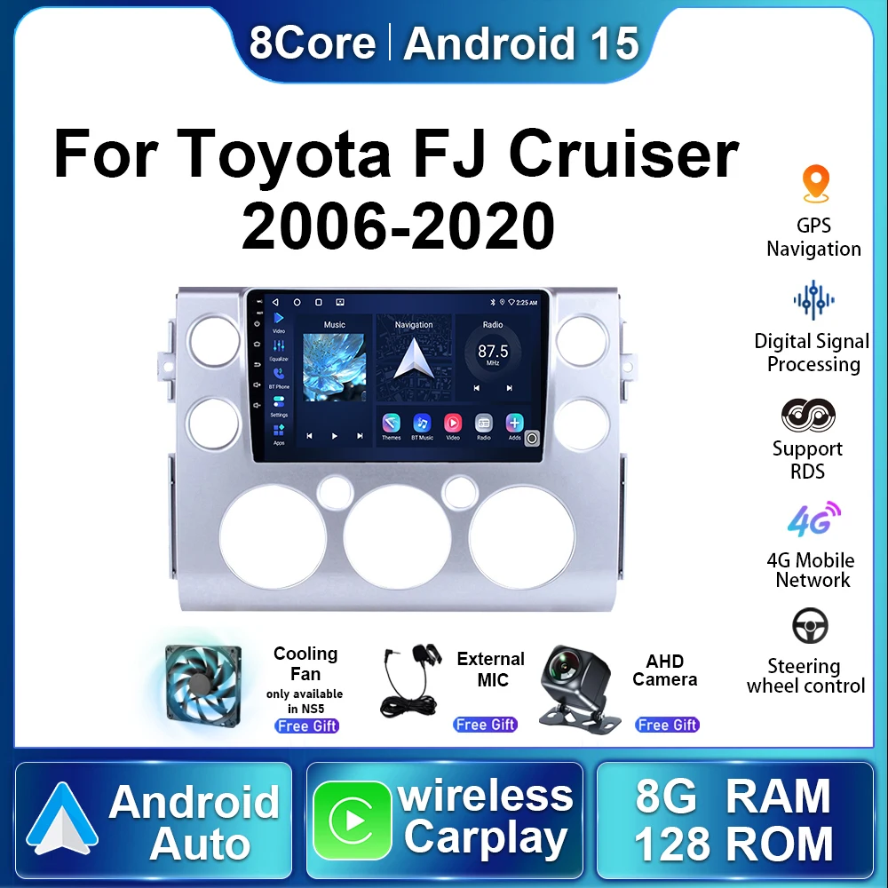 

For Toyota FJ Cruiser J15 2006-2020 Android 15 Car Radio Touch Screen Auto carplay Multimedia Stereo Video Players NavigationGPS