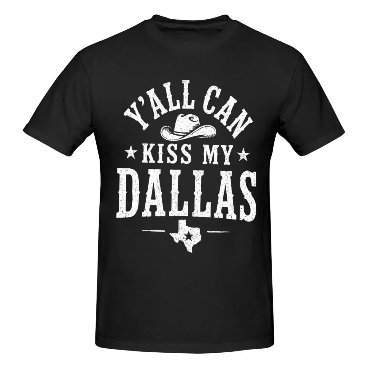 Men Y'all Can Kiss My Dallas Shirt Funny Fun T Shirt Vintage O-neck Cotton T-shirt