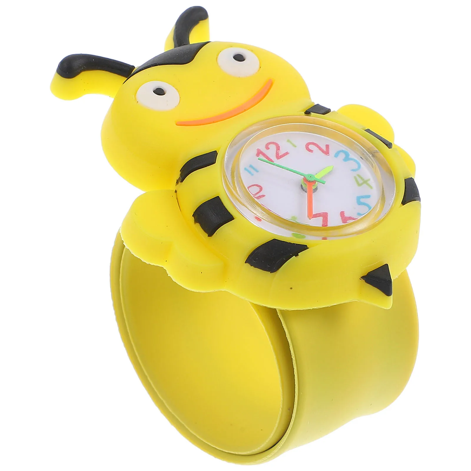 ساعة بلاستيكية مثبتة على الحائط، صفعة على معصمه، ساعة كرتونية، تصميم مشرق كهدية عيد ميلاد