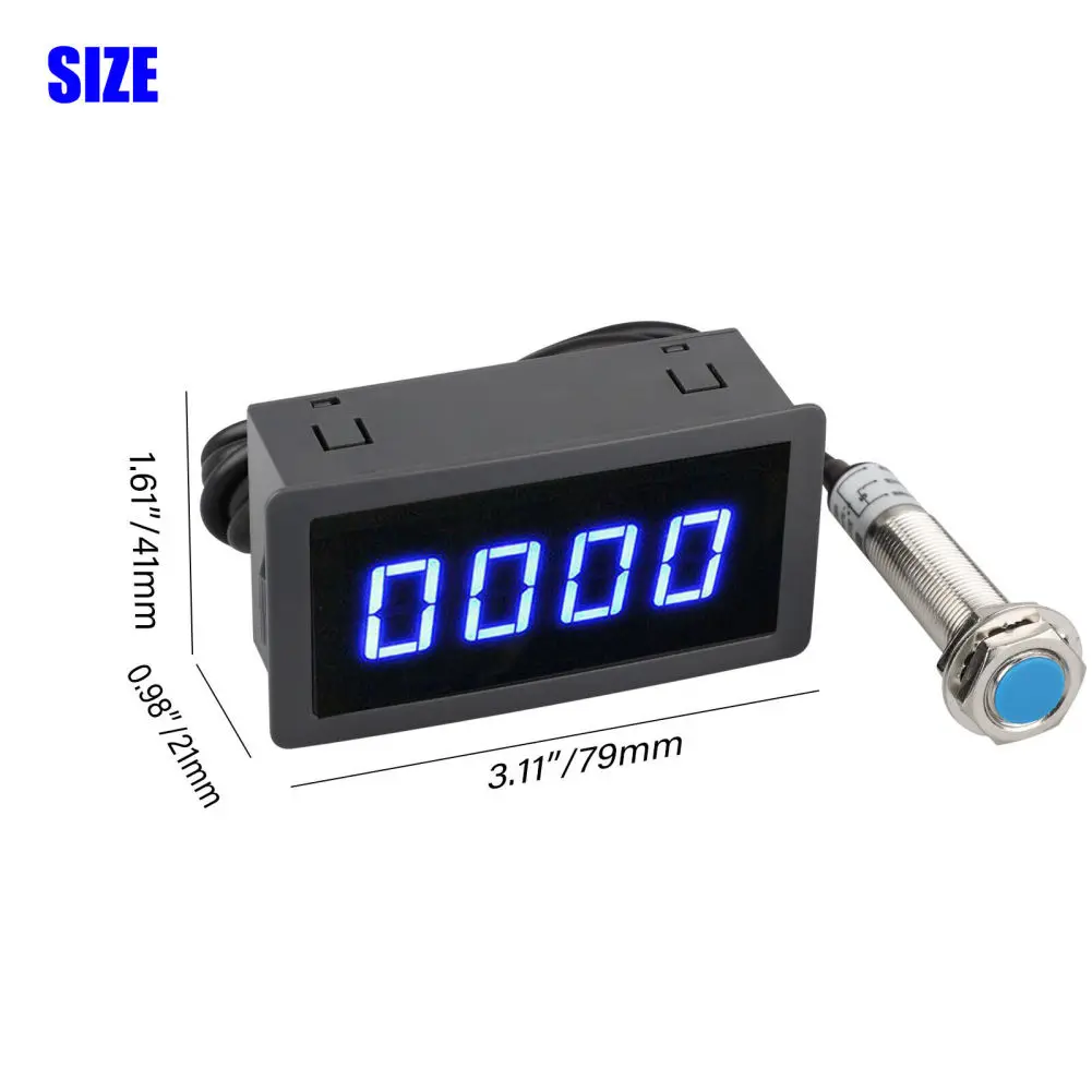 4 Digital LED Tachometer With NPN Hall Proximity Switch Sensor High Precision LED Panels Digital Module DC8-24V RPM Speed Meter