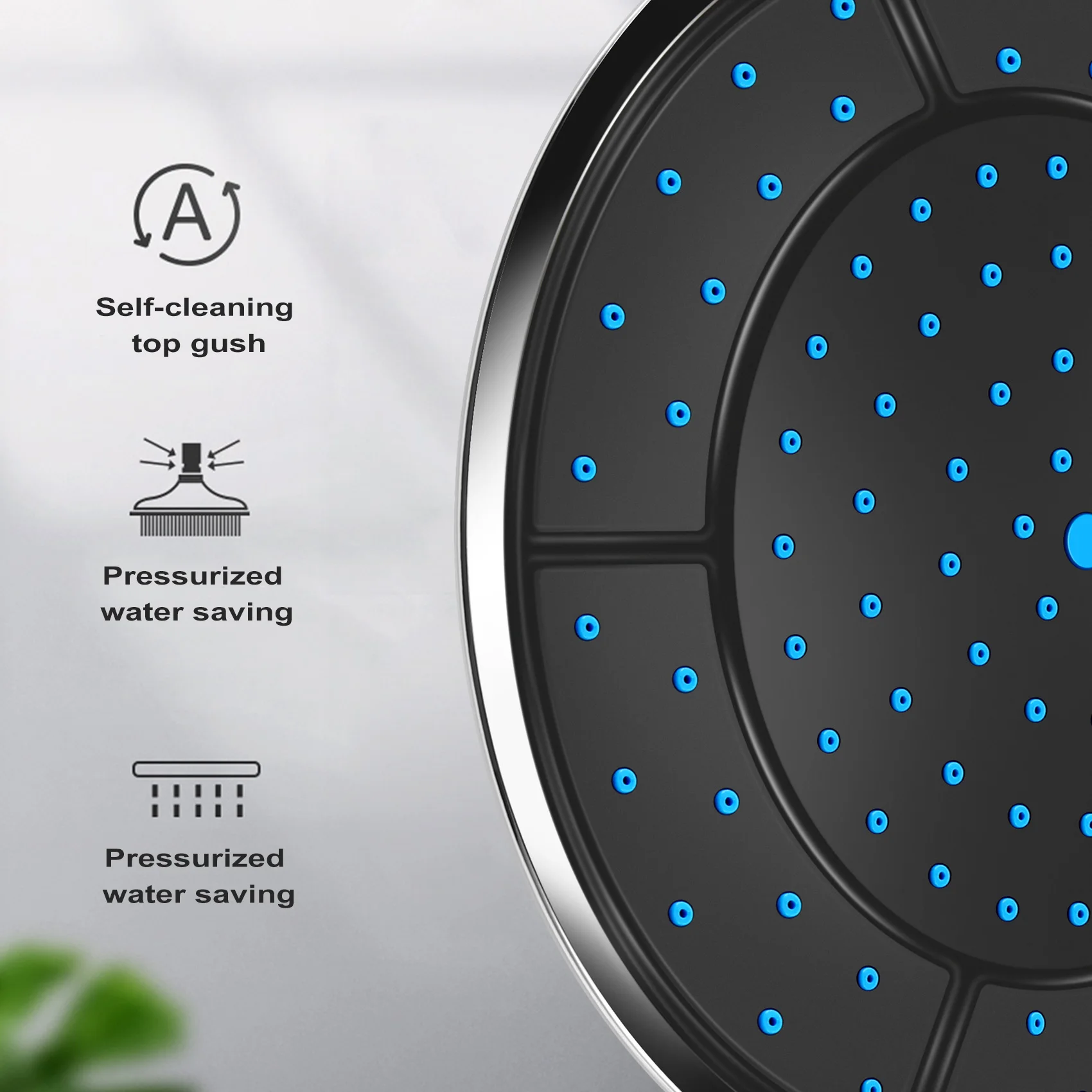 ABYL 1Pcs 25Cm Plastic Round Shape Rainfall Powered Shower Room Top Shower Roof Head Nozzle Cabin Accessories