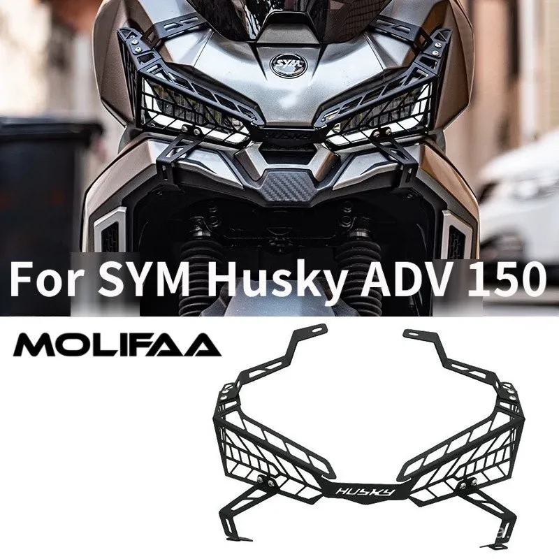 

Motorcycle Headlight Cover For SYM Husky ADV 150 Front Lamp Aluminum Light Protection Guard Hollow Net Accessories