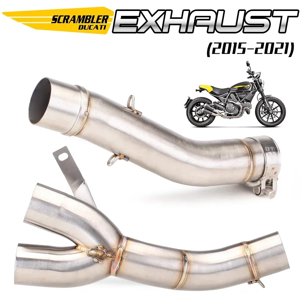 For Ducati Scrambler 800 2015-2021 motorcycle exhaust modified middle section stainless steel double outlet middle link pipe