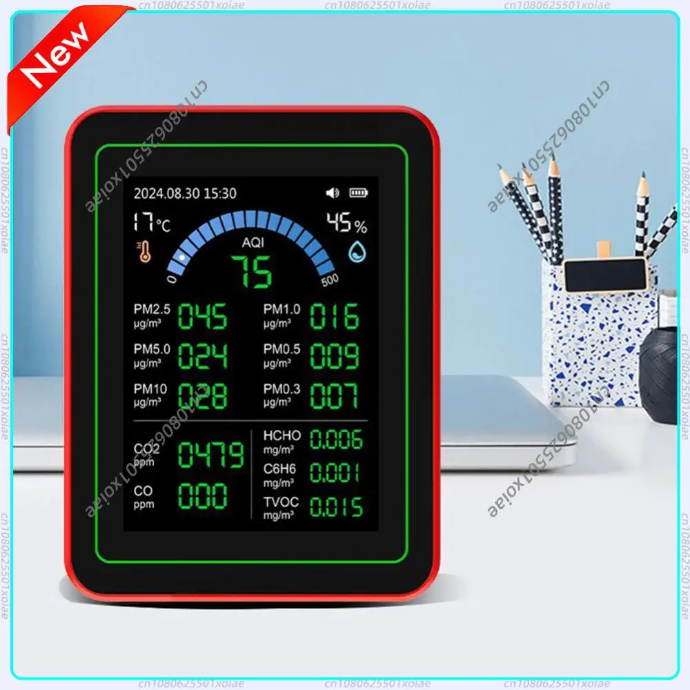 

Многофункциональный измеритель качества воздуха 18-в-1 для помещений: детектор CO2/HCHO/TVOC/температуры/влажности для дома, офиса, школы