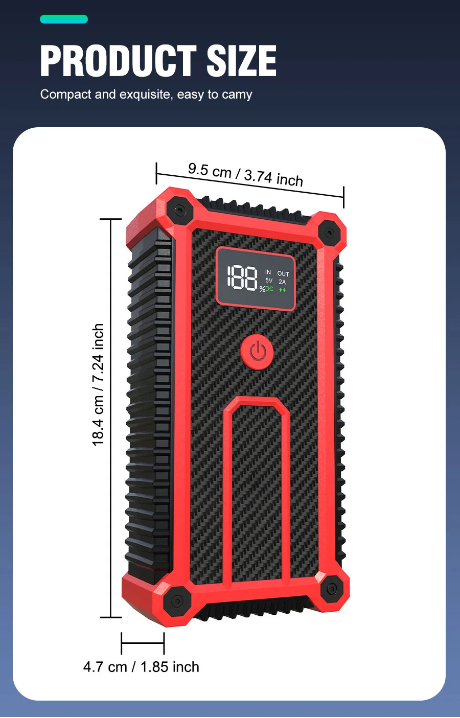 BELIBUY 7000A Auto-Starthilfe, Luftkompressor, 12000mAh Akku mit LED-Beleuchtungsfunktion, Geeignet für Alle 12V-Fahrzeuge. – Detail 6