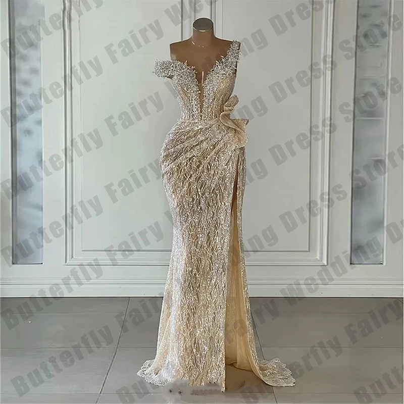 Luxury Glitter Women's Evening Dresses Mermaid Sexy Off Shoulder Princess Ball Gowns Arab Dubai Formal Beach Party Customized De image 2