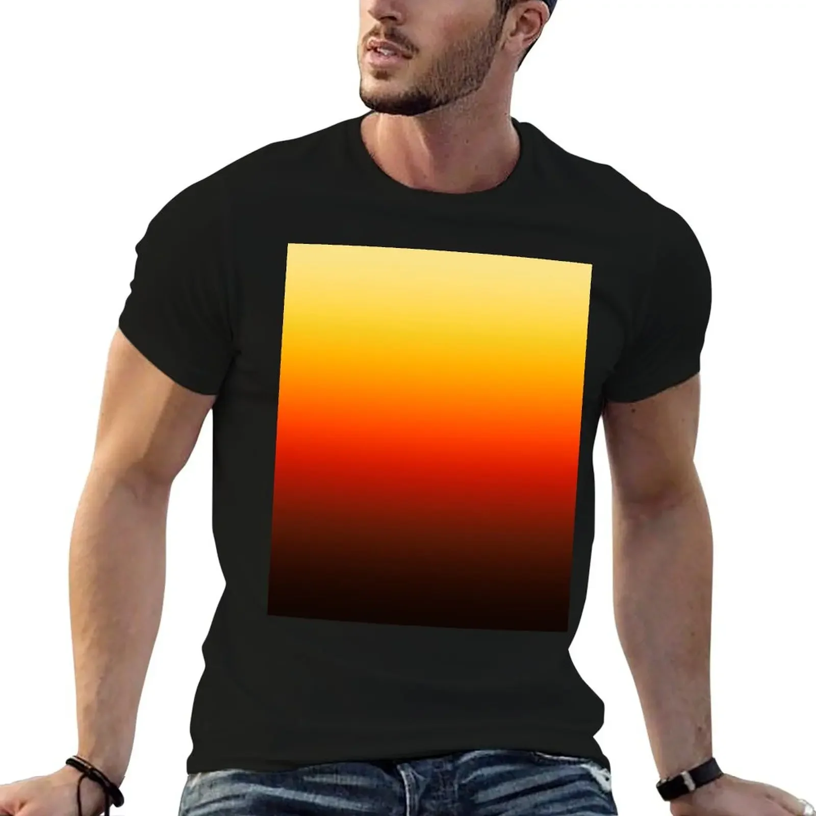 Ombre Orange Yellow Gradient Color T-Shirt blue archive cute tops plain white t shirts men