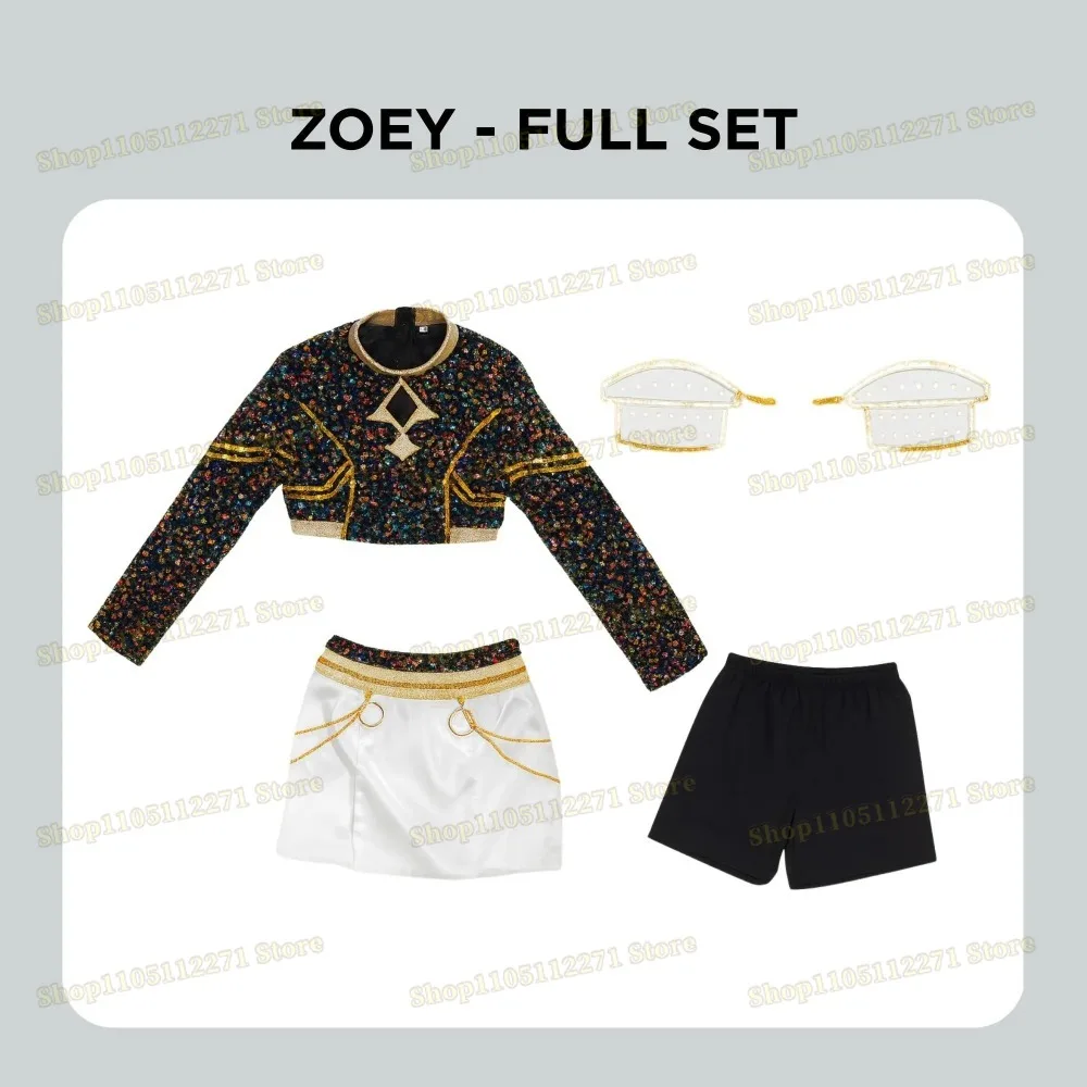 Kids Kpop Demon Hunter Cosplay Costume Rumi Mira Zoey Cosplay Full Suit Women Girls Style Halloween Stage Performance Clothes