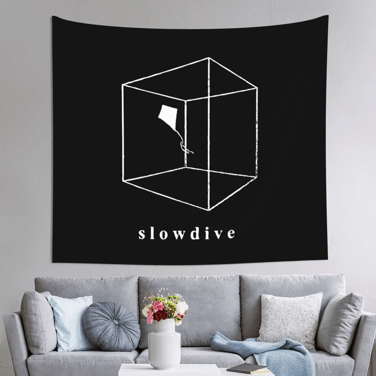 

Slowdive Tapestry Hippie Polyester Wall Hanging Band Music Decoration for Bedroom Background Cloth Psychedelic Blanket