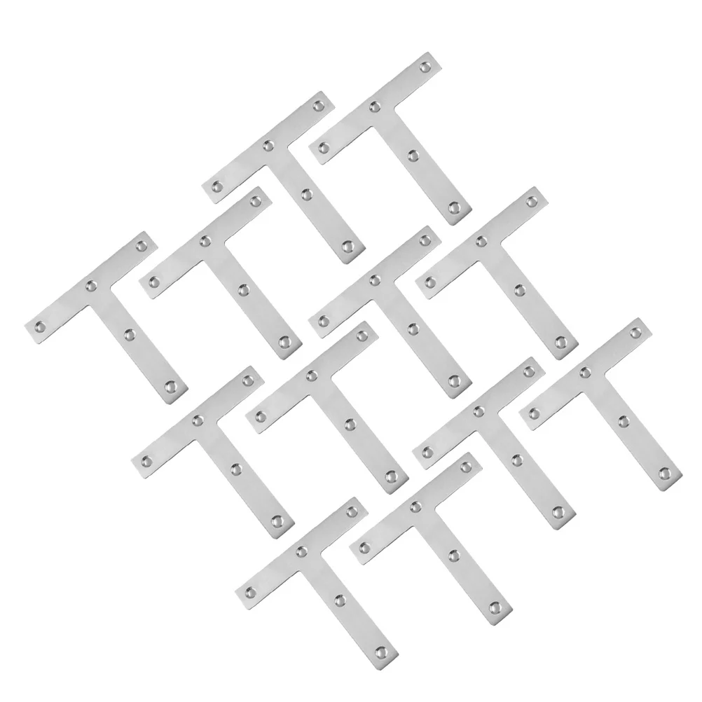 

20pcs T Type Corner Brackets Stainless Steel Flat Mending Plates For Furniture Repair Fixing Reinforced Wood Shelves Tables