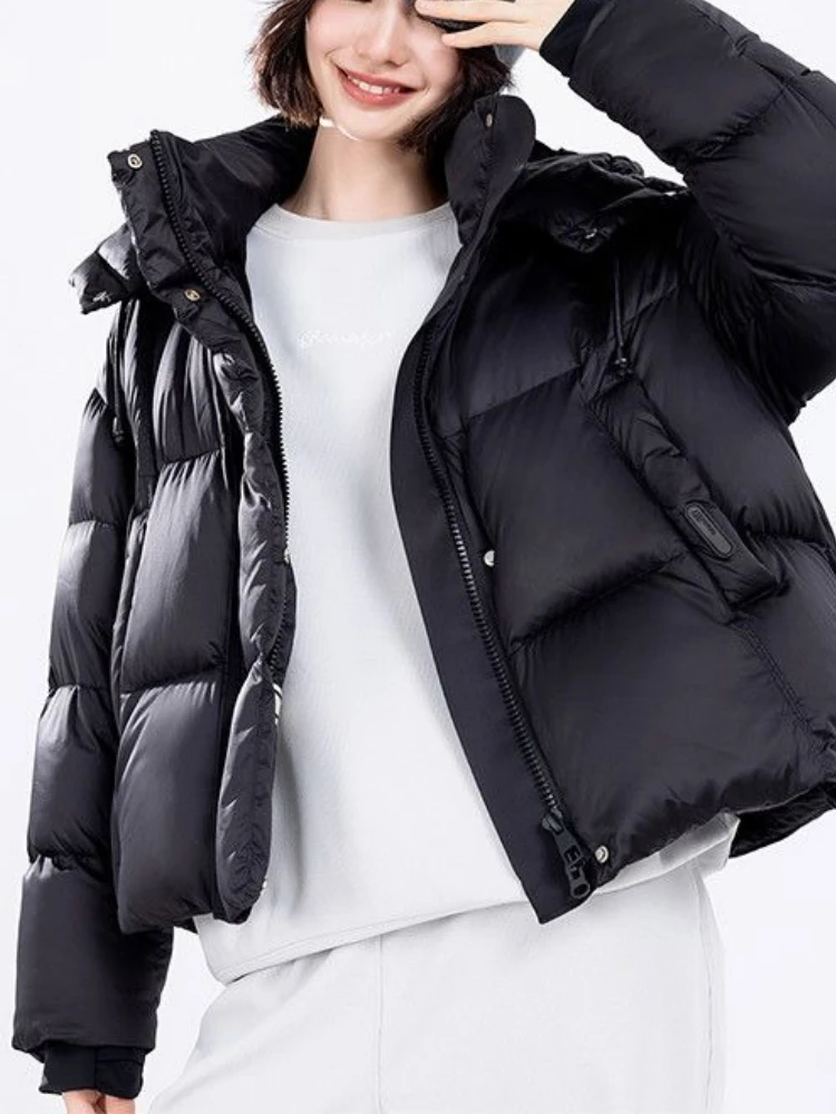 Inverno nova moda streetwear casacos curtos feminino fino manga longa para baixo casacos vintage elegante escritório casual jaqueta de algodão quente