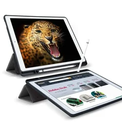 Pencil Holder Case For iPad Pro 10.5 2017 Smart Cover PU Leather For New iPad 10.5 Case Soft Magnetic Trifold Stand A1701 A1709