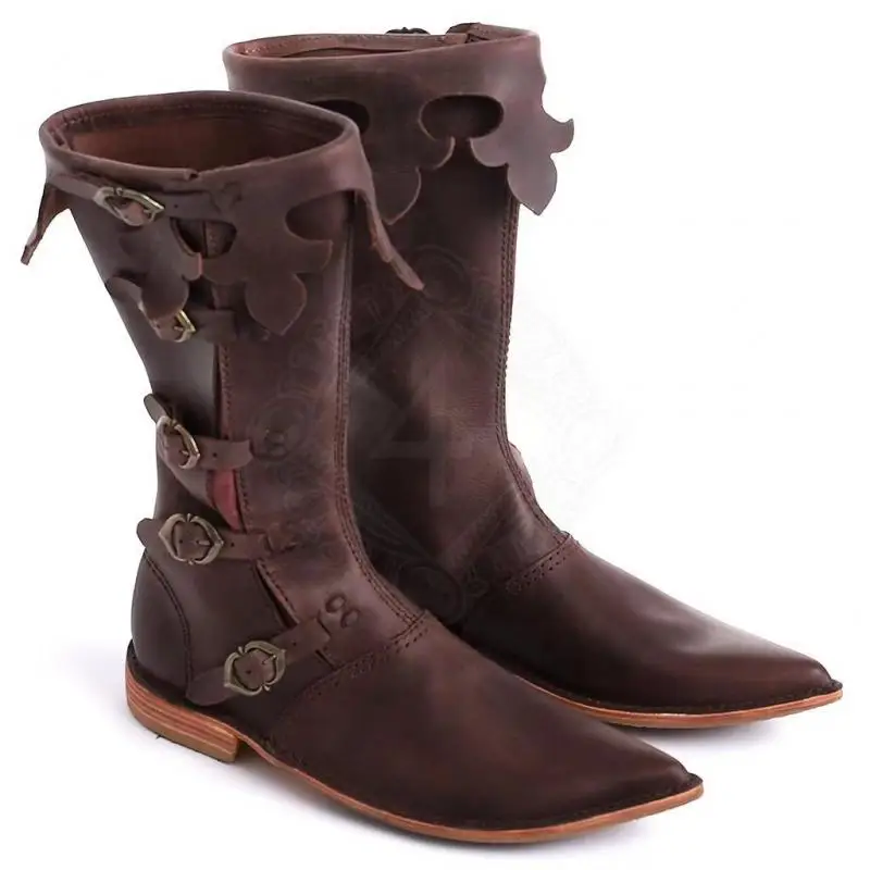 Unisex PU-Leder Stiefel mit Muschelkante, Mehrfach-Schnallenverschluss, Spitzer Zeh, Edgy Street Style, Party- und Festtagsschuhe 2026 – Detail 7