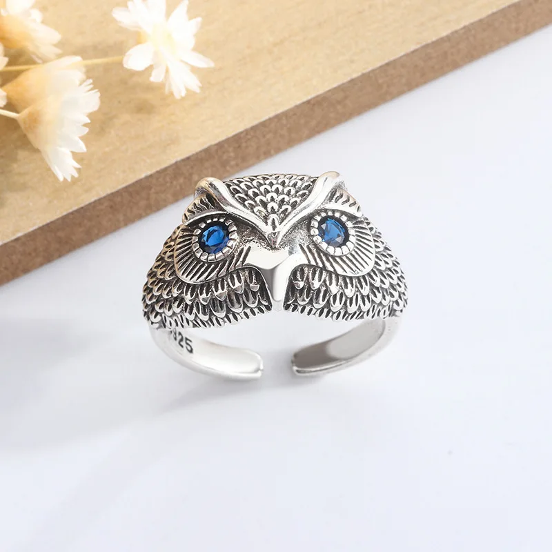 PANJBJ-Bague de théâtre en argent regardé 925 pour femme, tempérament rétro, créativité, bijoux réglables, cadeau d'anniversaire pour fille, livraison directe