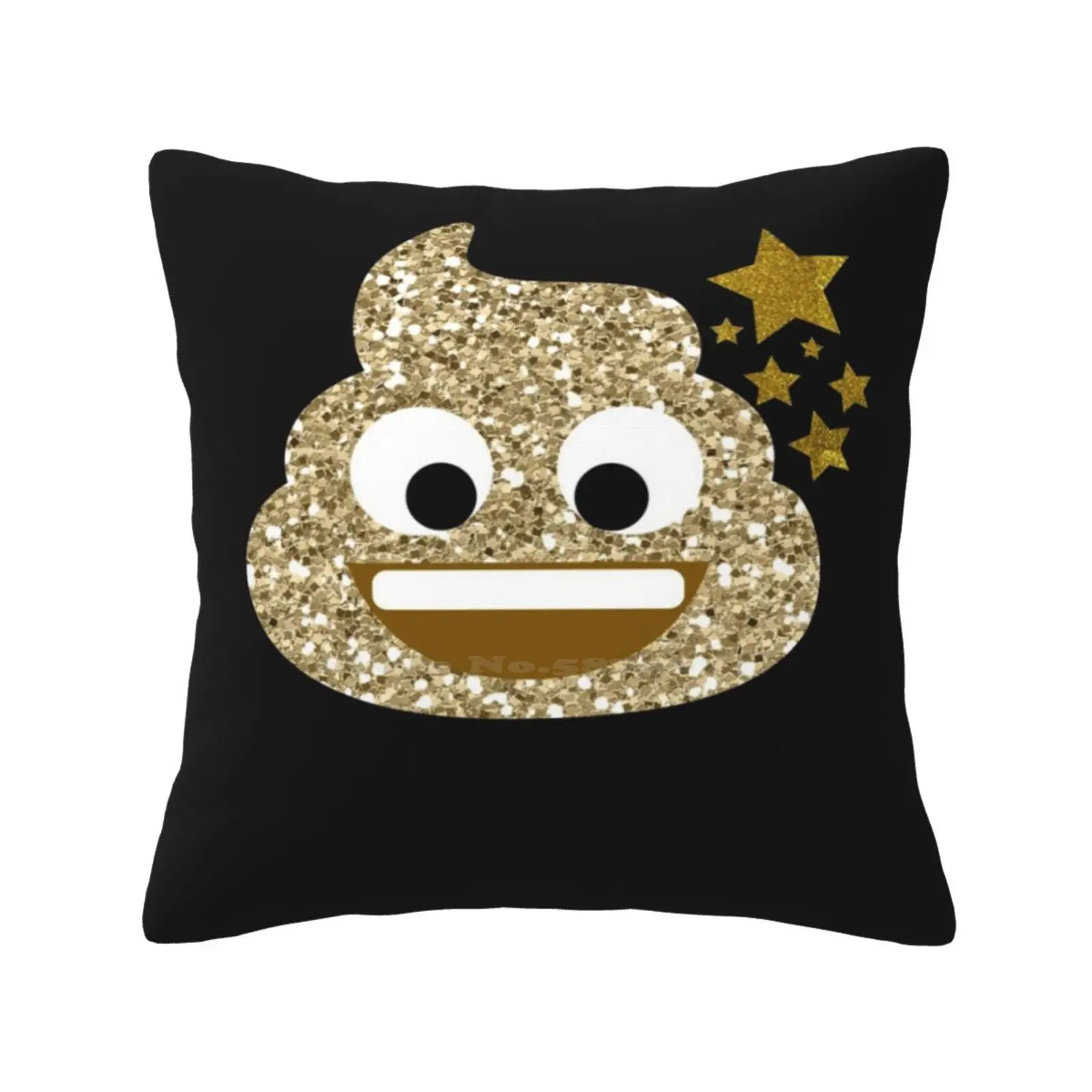 Golden Poop Pillows Case Bedroom Home Decoration Golden Poop Cute Funny Glitter Smile