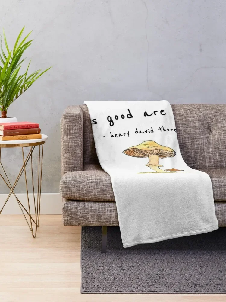 Watercolor Mushroom - Thoreau quote Throw Blanket Extra Large Throw Plush Quilt Baby Blankets