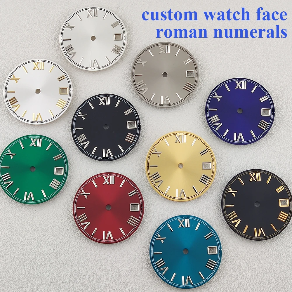 28.5mm roman dial customised dial non-illuminated watch face suitable for NH35 NH36 NH38 NH70 movement watch accessories