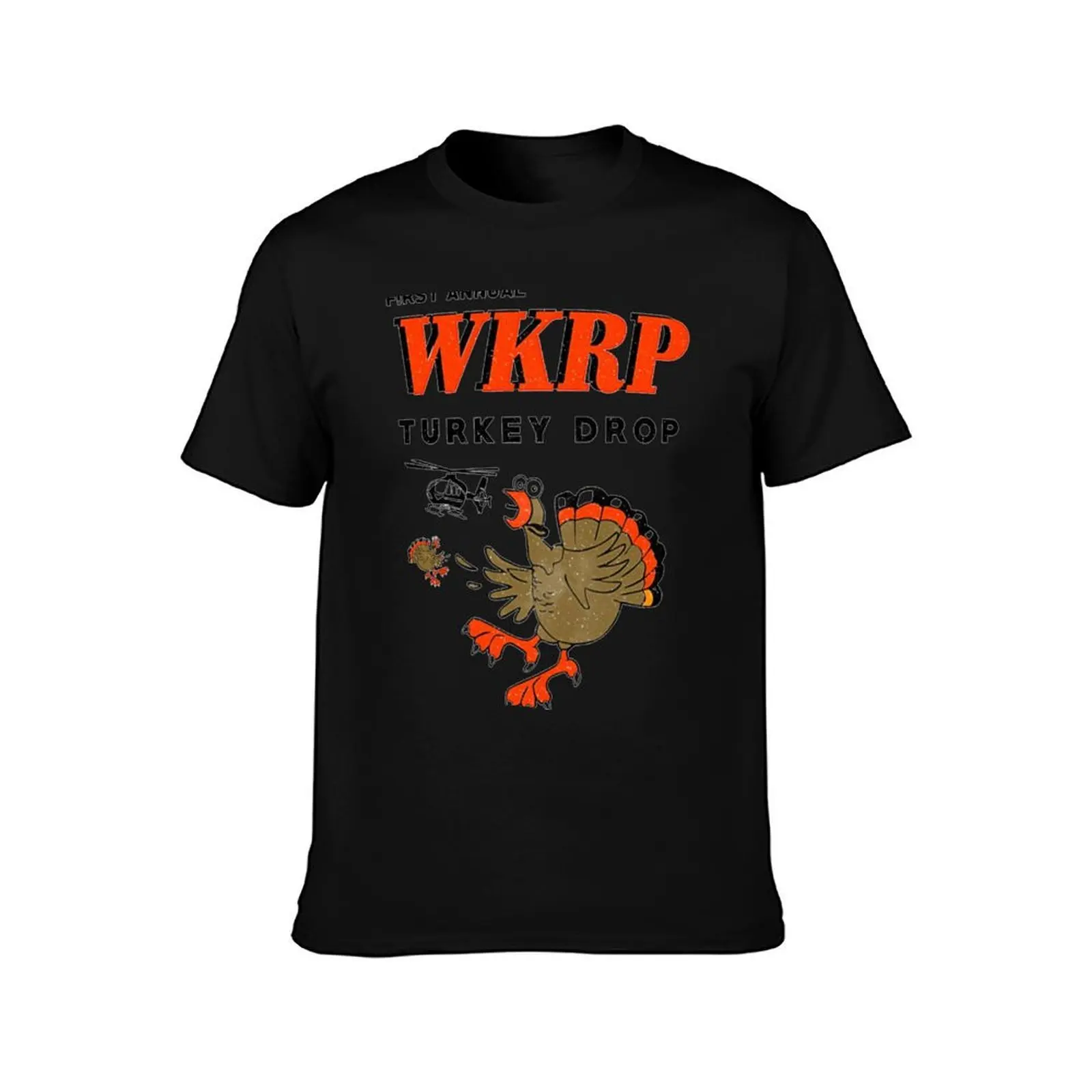 First Annual WKRP Turkey Drop T-Shirt, Summer Casual Cotton Tee, Oversized Streetwear Tops, Vintage Graphic Print, 100% Cotton