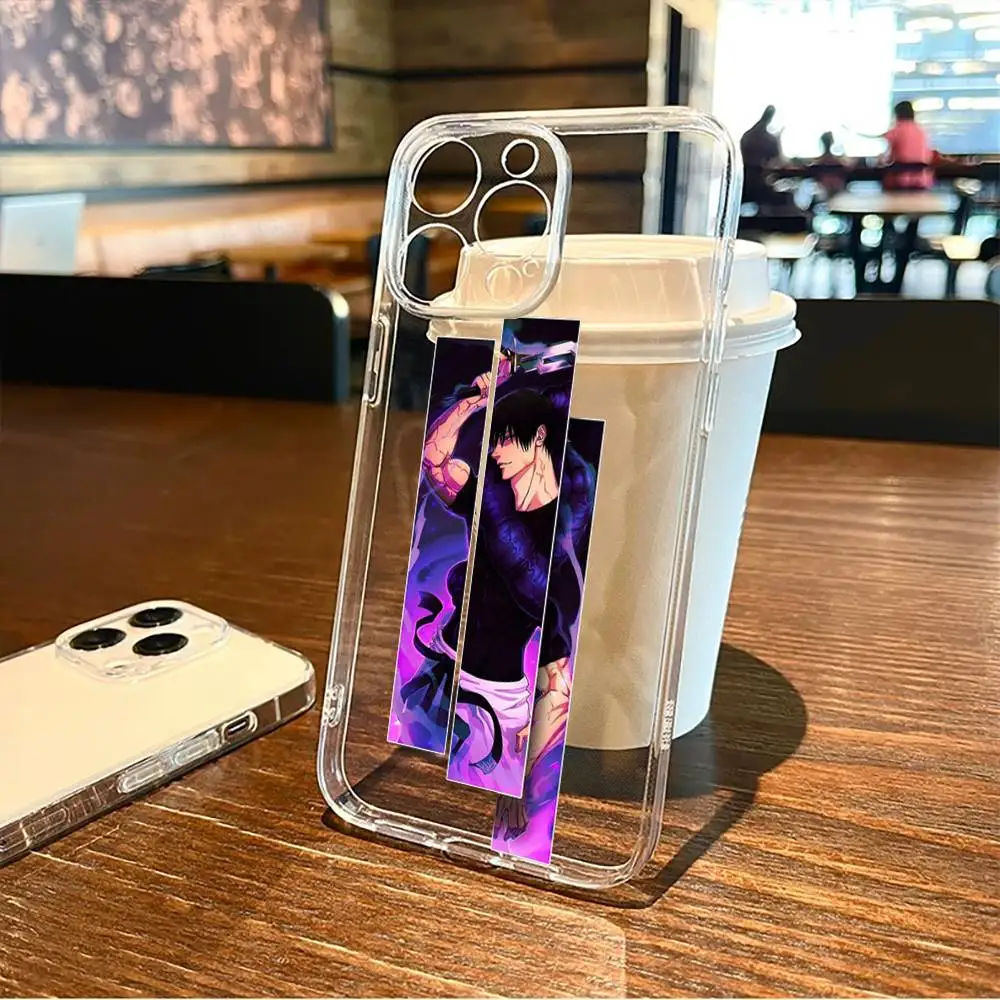 حافظة هاتف J-Jujutsu K-Kaisen T-Toji F-Fushiguro لهاتف iPhone17,16,15,14,13,12,11 Plus,Pro Max غطاء شفاف ناعم