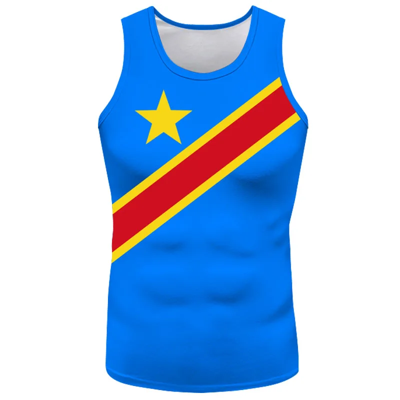 Zaire Male Youth Vest Custom Made Name Zar Sleeveless T-shirt Nation Flag Za Congo Country French Print Photo Casual Clothes