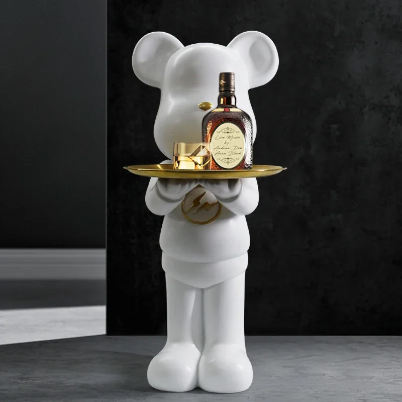 

Home Decor Bear Statue Large Living Room Ornament Sofa TV Sculpture Cabinet Floor Decoration Tray Storage Organization Accessory