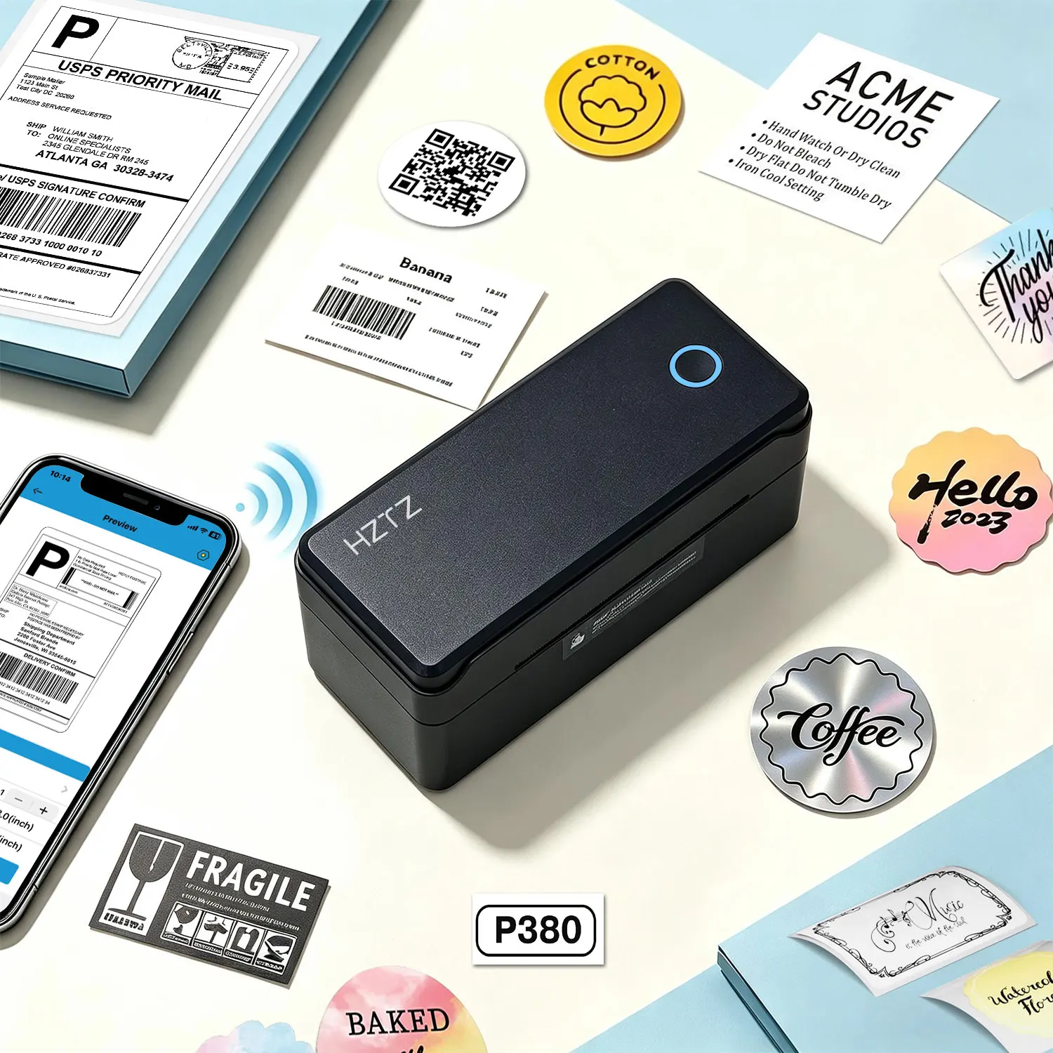 Thermal Label Printer 100*100 /150 Bluetooth/USB Shipping Express Barcode Printer For Mac OS/Windows/Android