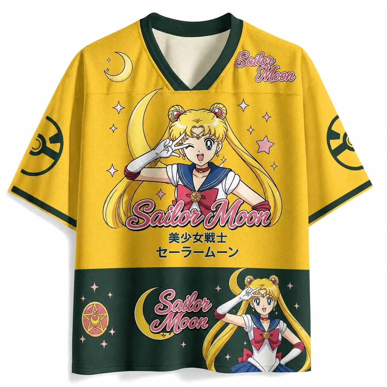 2026 New Beautiful Girl Warrior Print Contrasting Color Street Loose Quick Drying Family T-shirt Anime Role-playing Costume