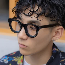 Vintage Matte Thick Acetate Square Glasses Frame Men Women Top Quality Trendy Eyeglasses Korean Handmade Retro Full Rim Eyewear