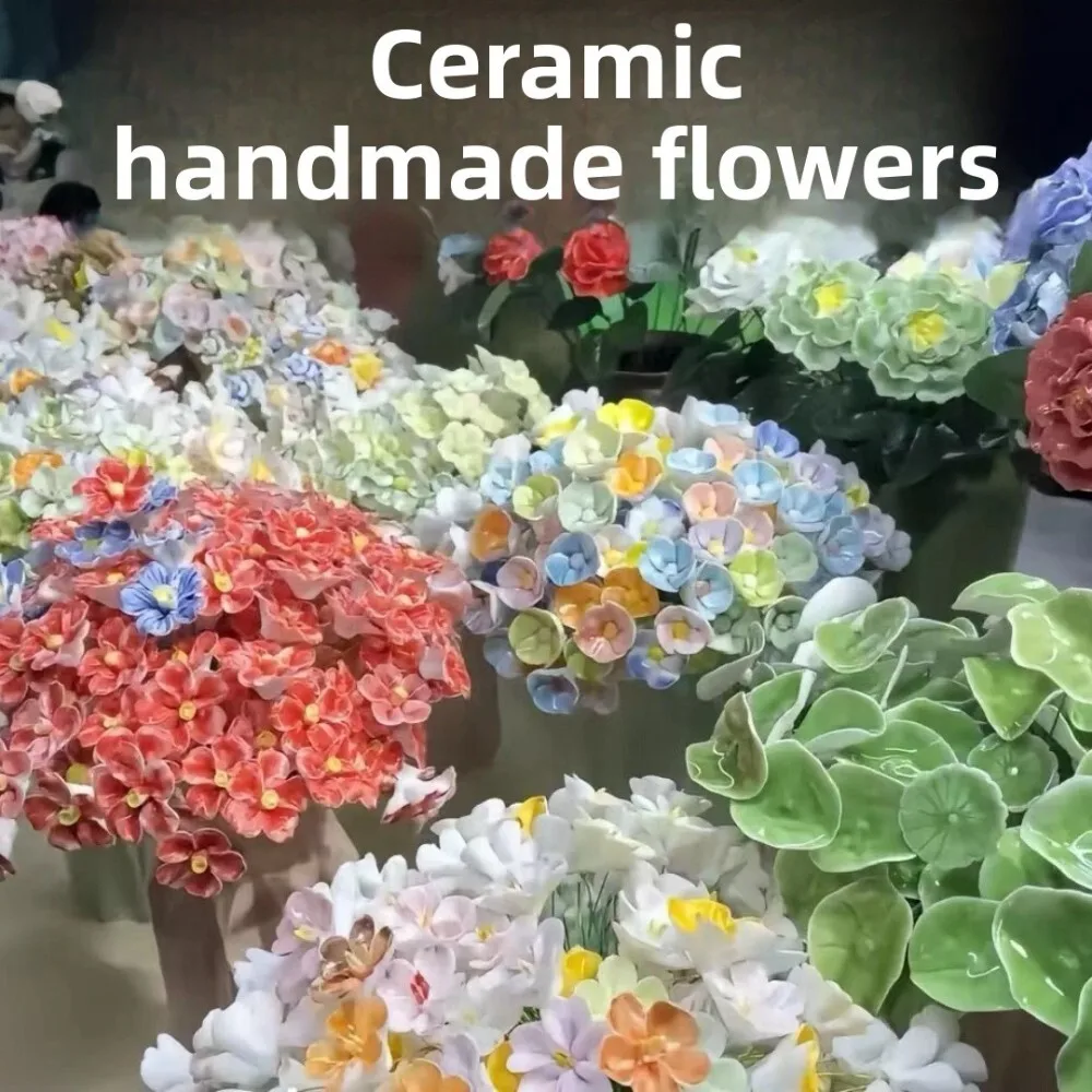 

Handmade High Temperature Ceramic Artificial Eternal Flowers Home Decor Gift for Living Room Bedroom Office Tabletop Ornament