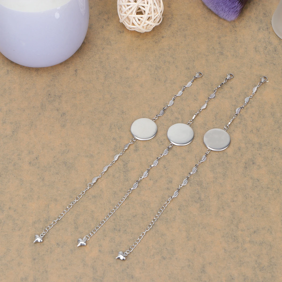 

10 Pcs Steel Stainless Steel Wrist Pendant Bracelets Kit DIY Party Jewelry Wristb Girls Pendant Long Lasting