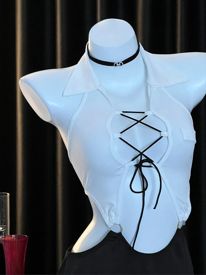 Office Secretary Style Bodycon Dress for Women,Sexy Lace-up Cutout Uniform,Pure Desire Temptation Outfit,Romantic OL Roleplay