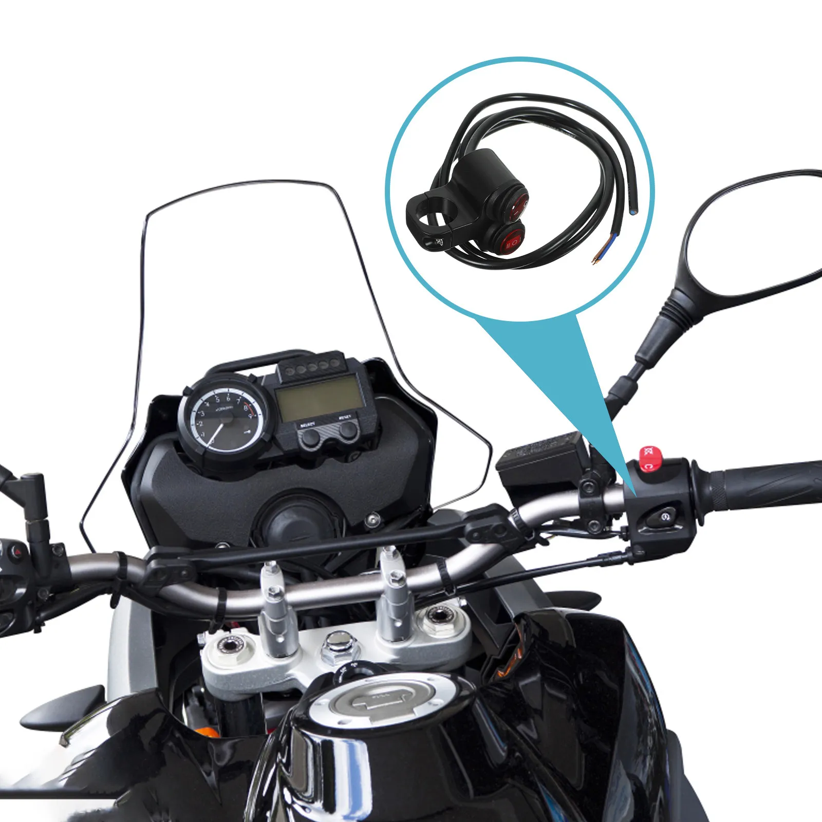 12V Motorcycle Handlebar Push Button Switch Illuminated Dual Toggle Waterproof Fit Most 22Mm Handlebar Motorbike Headlight Fog