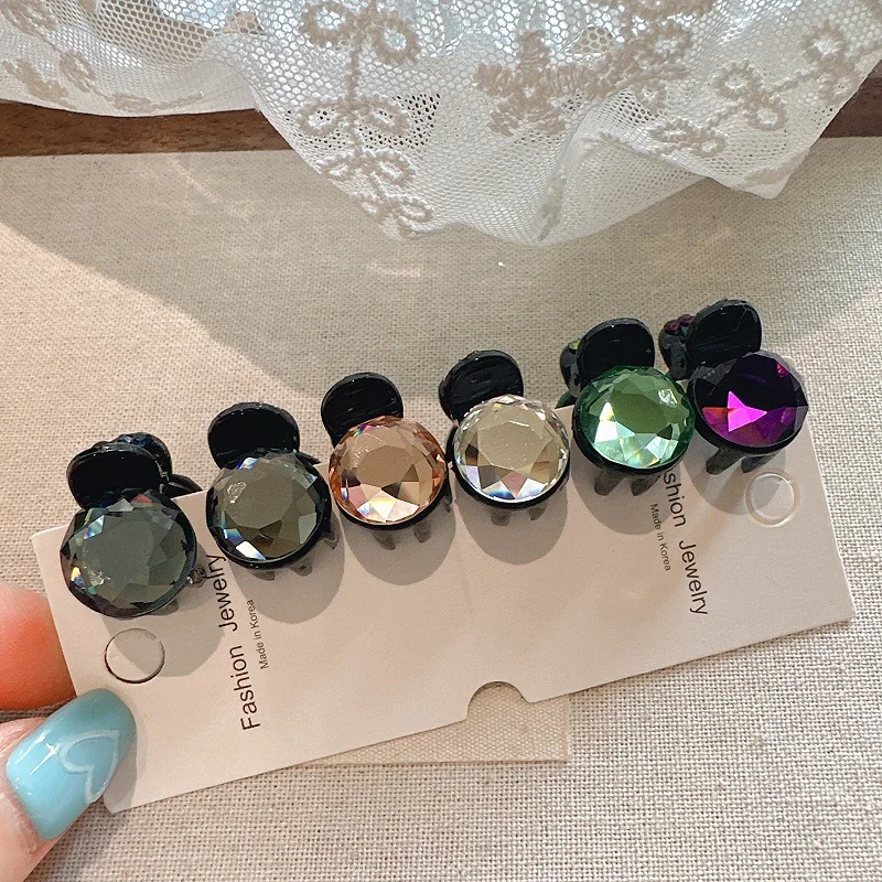 

Simple Crystal Round Hair Claw Mini Cute Rhinestone Hair Clips for Women Girls Ponytail Sweet Headwear Hair Accessories
