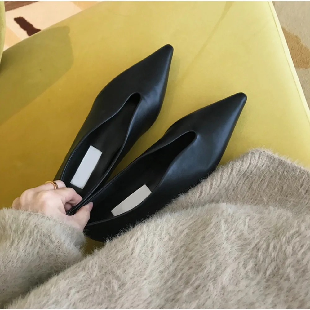 Trend Women Pointed Toe Dress Shoes Flats Work Shoe Retro Oxford Shoes Mules Casual Ladies Shoes Walking Leather Single Shoes image 2