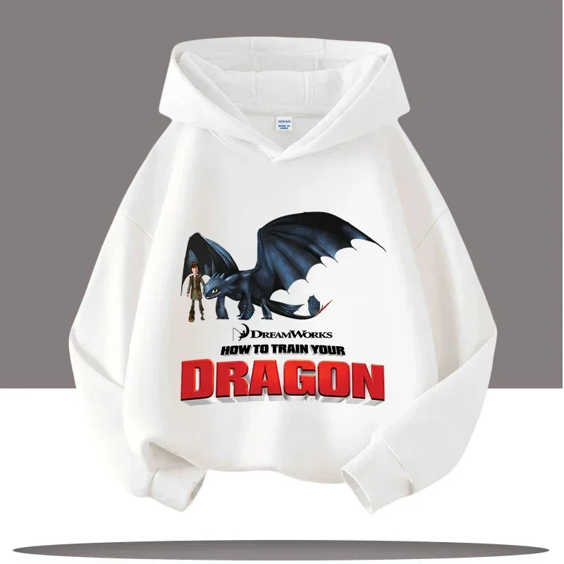 بلوزة كاجوال للفتيات - ملابس خريف وشتاء 2025 إصدار جديد بقلنسوة للأطفال Dragon Tamer مع طباعة كرتونية - ملابس رياضية للأولاد