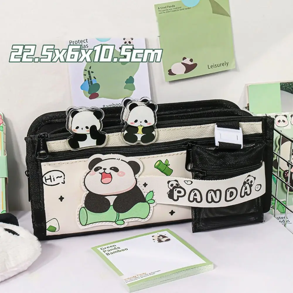 Bolsa para bolígrafos portátil Simple, bolsa de almacenamiento para bolígrafos de dibujos animados de gran capacidad, caja de lápices de lona para estudiantes