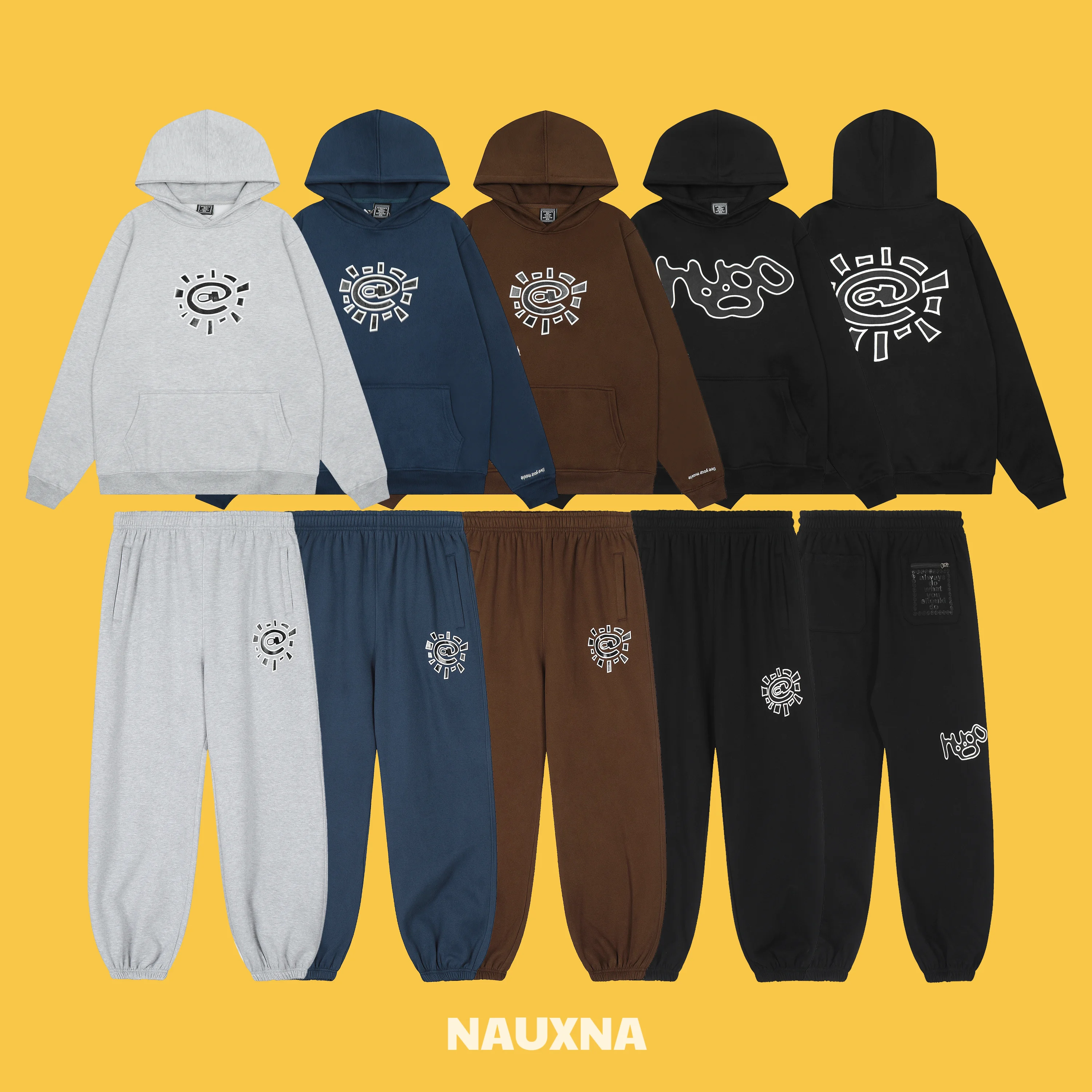 

American Sle ADWYSD Autumn Winter New Couple Hooded Fce Lined Sweatirt Casual Sweatpants Men's Women's Faion Set