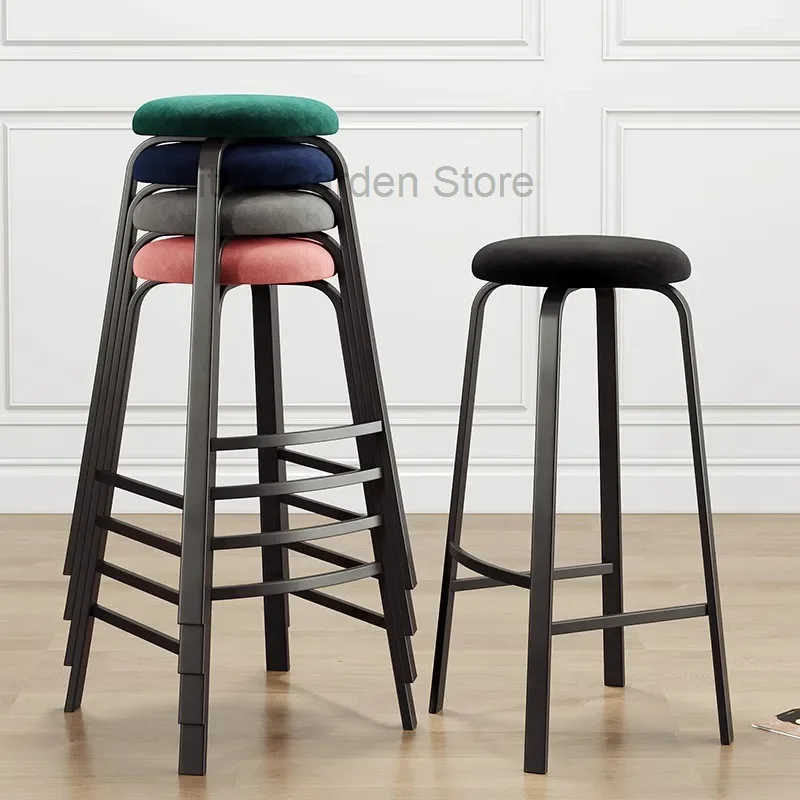 

Green High Bar Stools Modern Minimalist Black Velvet Diner Bar Chair Kitchen Round Taburete Alto Designer Lounge Furniture