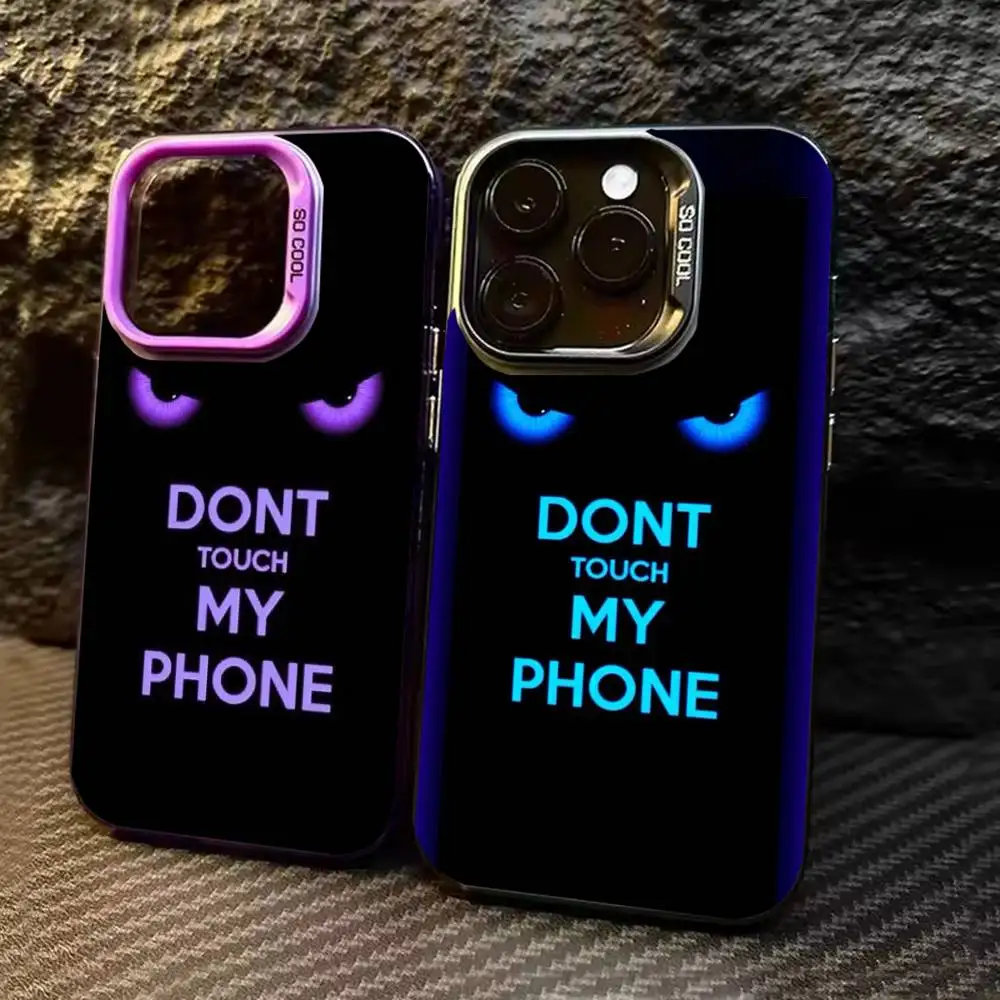 

Aesthetic Dont Touch My Phone Phone Case For iPhone 17,16,15,14,13,12,11,Pro Max,Plus black Candy Silver Cover