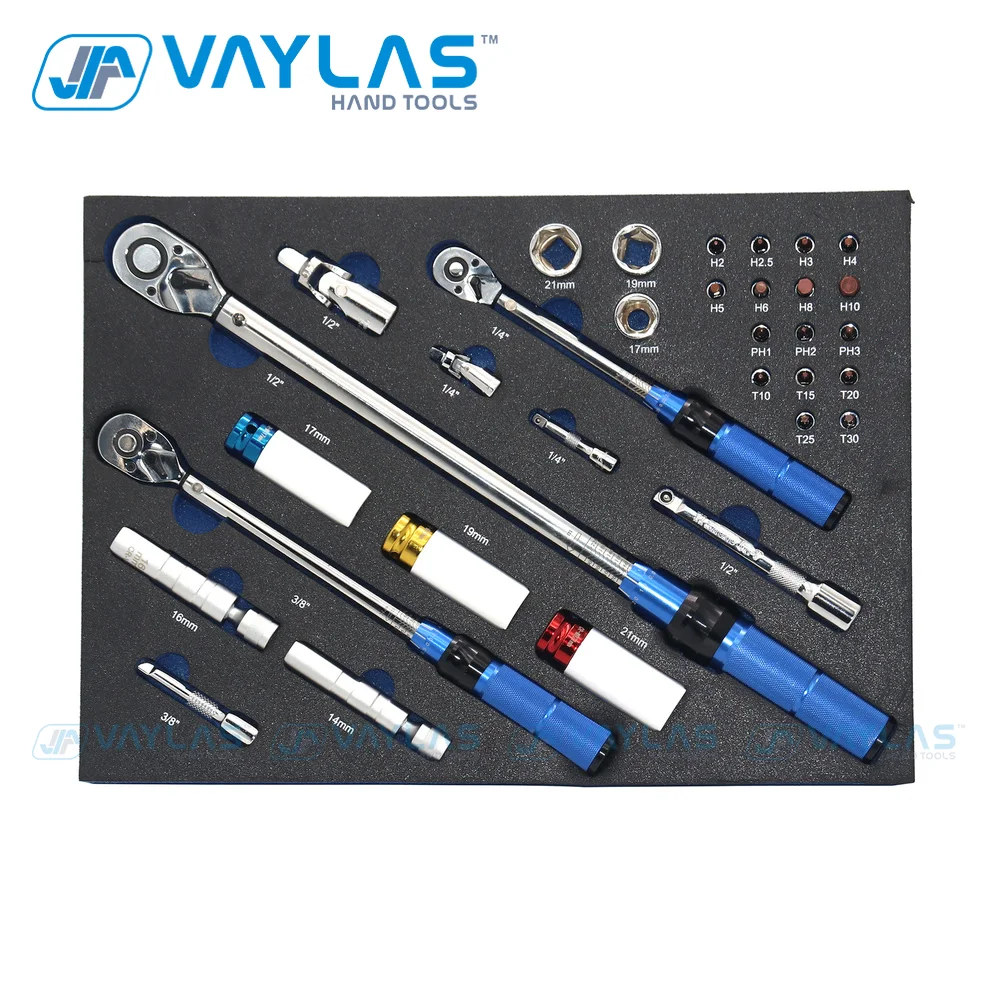 Vailas 32 pçs preset conjunto chave chave de torque conjunto multifuncional combinação chave kit 1/4 3/8 1/2 unidade quadrada conjunto chave catraca