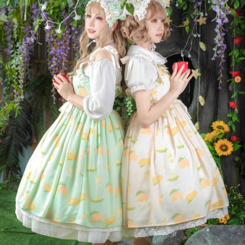 اليابانية لوليتا Jsk فستان المرأة الإنتفاض الدانتيل Harajuku فستان بحزام جرلي Kawaii الجنية Vestidos خمر فساتين حفلات بلا أكمام