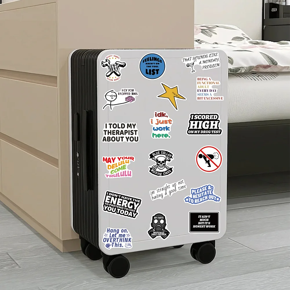 50Pcs Funny Stickers for Adults PVC Cartoon Decals for Scrapbooking Laptops Water Bottles Cars Glass Surface