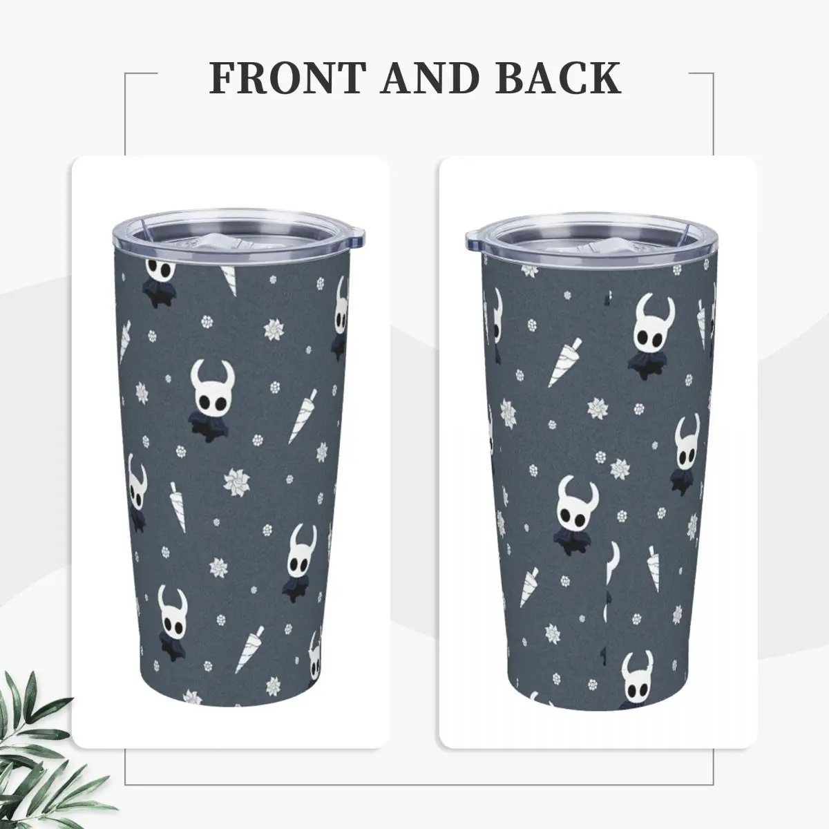 Game Hollow Knight Pattern Insulated Tumbler with Straws Lid Vacuum Thermal Mug Double Wall Thermos Bottle Cup, 20oz