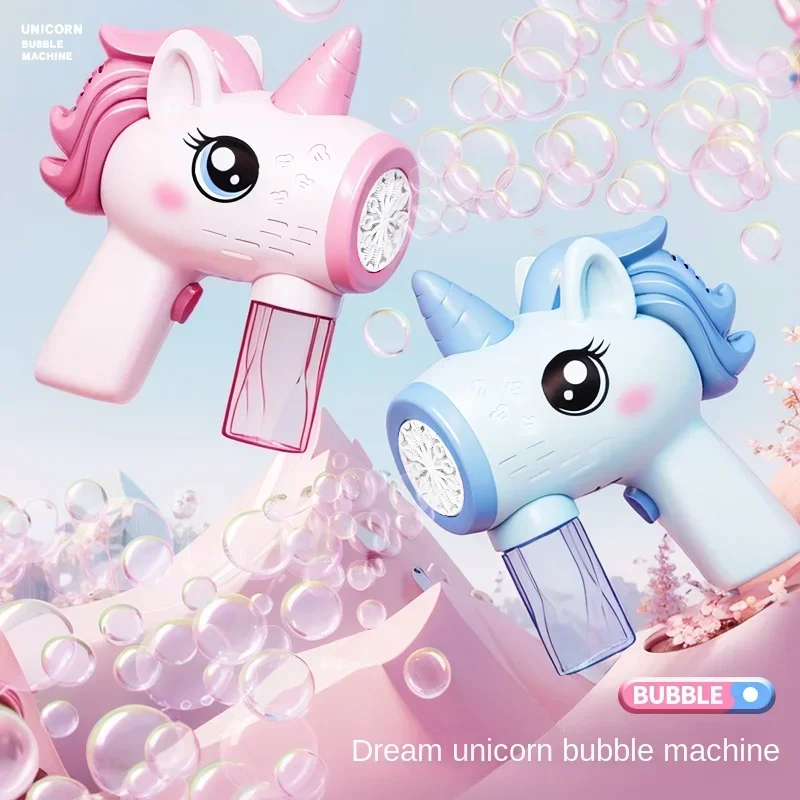 Machine à bulles licorne, souffleur de savon automatique, jouet électrique, pistolet à bulles, jeux de fête en plein air