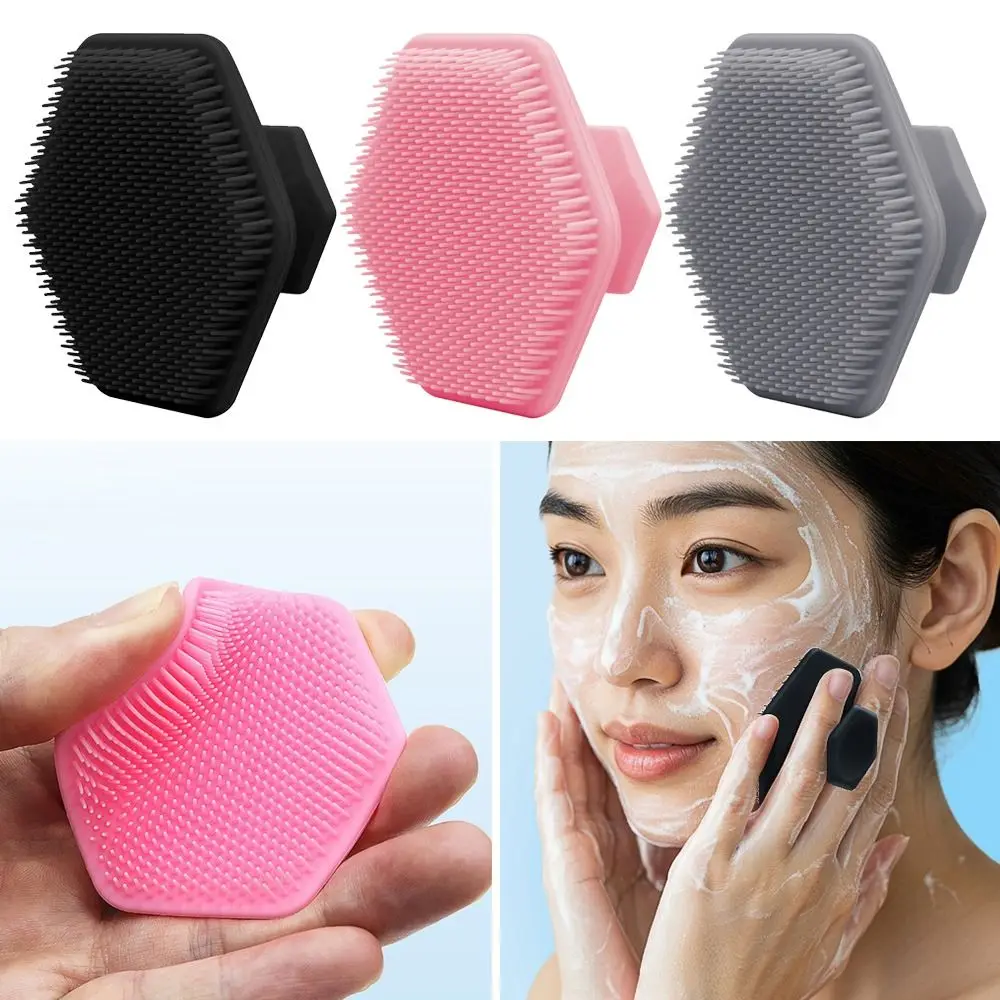 Silicone Facial Cleaning Brush No Slip Handle Deep Clean Exfoliating Brush Mini Massage Function Face Scrubber Facial Care