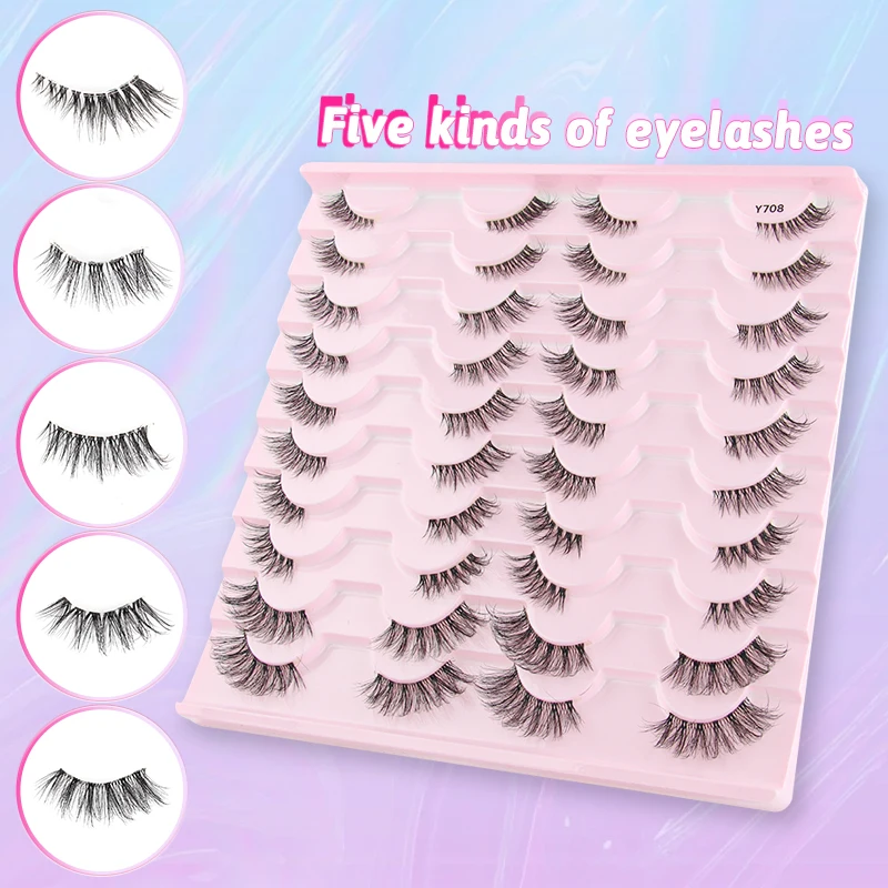 3/20 Pairs Half Eyelashes Cosmetics Natural Lashes Fluffy False Dramatic Eyelashes Makeup 3D Mink Cat Eye Eyelash Extensions