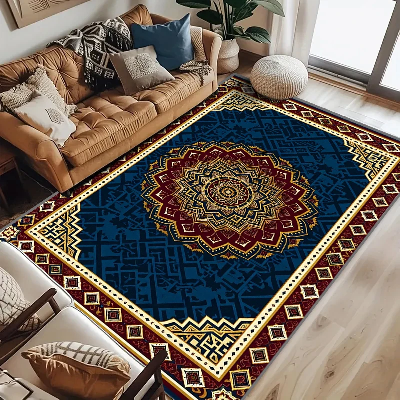 RAKKS Leichter, luxuriöser europäischer Retro-Teppich, für Wohnzimmer, Schlafzimmer, Küche, Türmatte, Sofa und Nachttisch, Heim-Bodendekoration