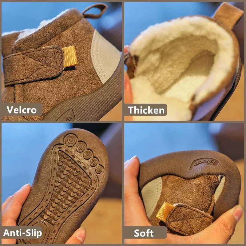 Bottes de neige chaudes en peluche pour bébés garçons et filles, baskets anti-alde pour enfants, chaussures de mode pour tout-petits, 0-5 ans, hiver